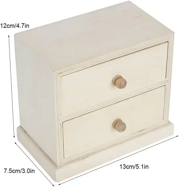 Picture of customised wooden Box Gift Jewelry storage Drawer Case Wood Tea Organizer Container  ( 2 drower ) - Multicolor