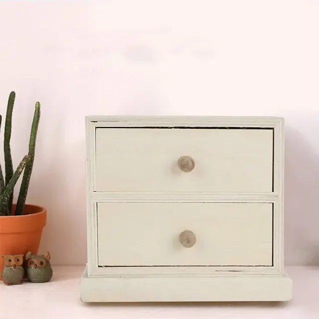 Picture of customised wooden Box Gift Jewelry storage Drawer Case Wood Tea Organizer Container  ( 2 drower ) - Multicolor