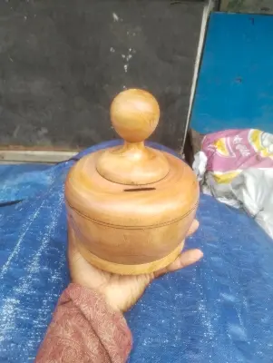 Picture of wooden money bank for saving money - Multicolor