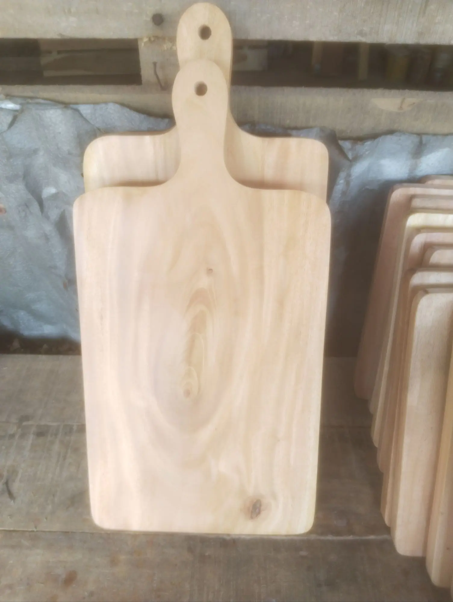 Picture of high quality wooden big size chopping board with handle (10inch by 20 inch ) - Multicolor