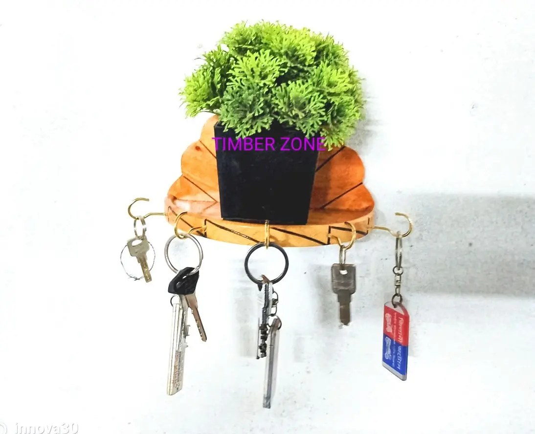 Picture of Wooden key holder with artificial Flower for decoration - Multicolor