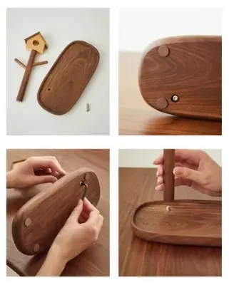 Picture of wooden key storage simple watch bracelet holder  wood finishing - Multicolor