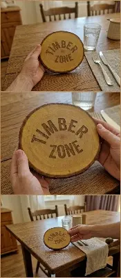 Picture of hot selling natural wooden slices tray mahogany wood popular wood coaster made by Timber zone ( 5 inch ) - Multicolor