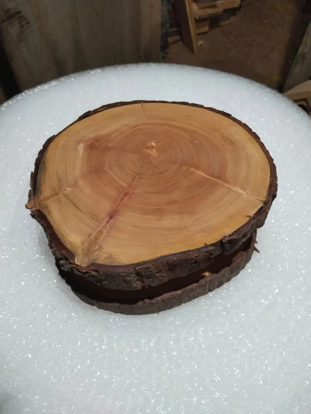 Picture of mahogany Wooden Slice Tea Tray, chopping board - Rustic Tea Tray Made Of Natural Wood, ( 7 inch ) - Multicolor