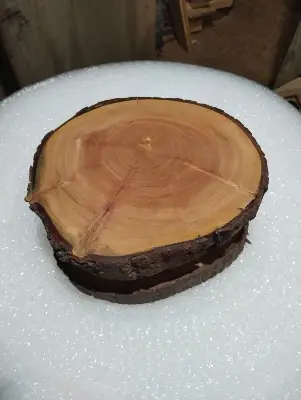 Picture of mahogany Wooden Slice Tea Tray, chopping board - Rustic Tea Tray Made Of Natural Wood, ( 7 inch ) - Multicolor