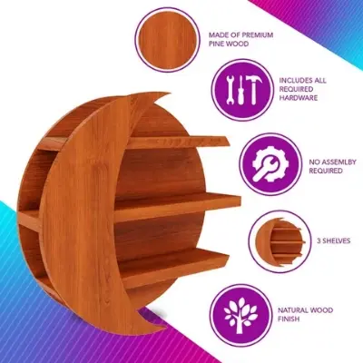 Picture of special design by timber zone wooden wall rack moon style - Multicolor