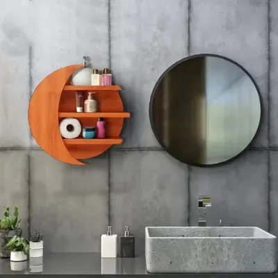 Picture of special design by timber zone wooden wall rack moon style - Multicolor