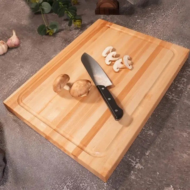 Picture of Premium Wooden Cutting Board with Integrated Sink Design, Large 12x12 Inch, Drip Tray, for Kitchen and Restaurant Use - Multicolor