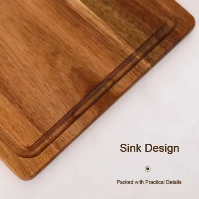 Picture of Premium Maple Wood Serving Board with Sink Design for Kitchen & Dining, Durable Cutting Board for Restaurant and Home Use (10" x 10") - Multicolor