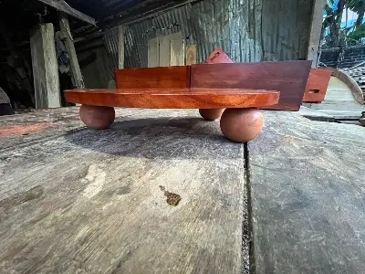 Picture of Wooden/Wood Decoration Tray with Round Feet for Drinks/Coffee/Tea/Plant/Aromatherapy Oils and mubkhar - Multicolor