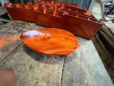 Picture of Wooden/Wood Decoration Tray with Round Feet for Drinks/Coffee/Tea/Plant/Aromatherapy Oils and mubkhar - Multicolor