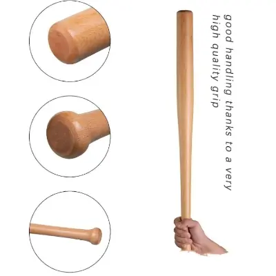Picture of Hot sell Wooden baseball bat log solid rubber baseball bat, vehicle-mounted reinforced hardwood weapons baseball bat ( 30 inch ) - Multicolor