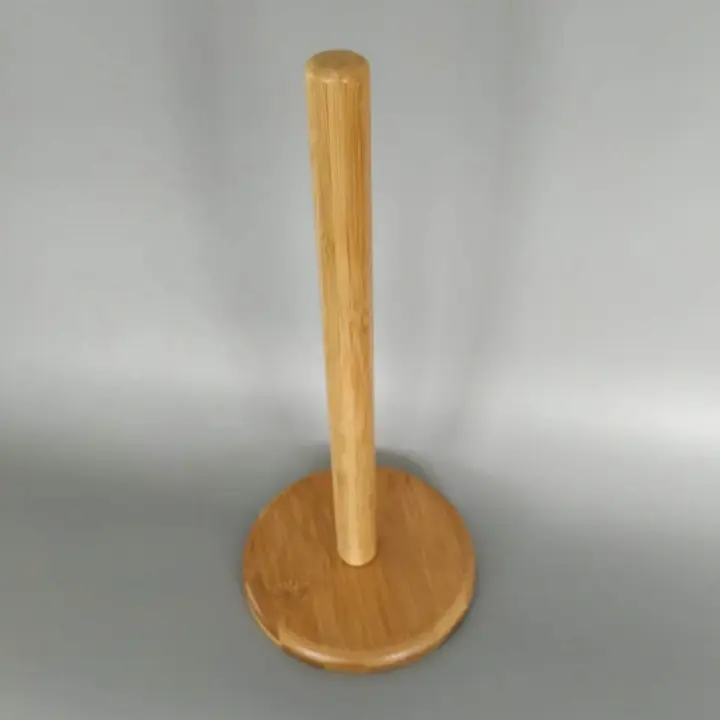 Picture of Wood Paper Towel Holder,Simply Standing Counter Top Wooden Paper Roll Holder for Cabinet Table (Round Bottom) - Multicolor