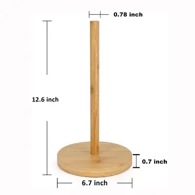 Picture of Wood Paper Towel Holder,Simply Standing Counter Top Wooden Paper Roll Holder for Cabinet Table (Round Bottom) - Multicolor