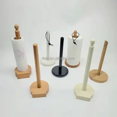 Picture of wooden  Paper Towel Holder Countertop Tissue Holder Rack wooden Kitchen Tissue Paper Towel Stand - Multicolor
