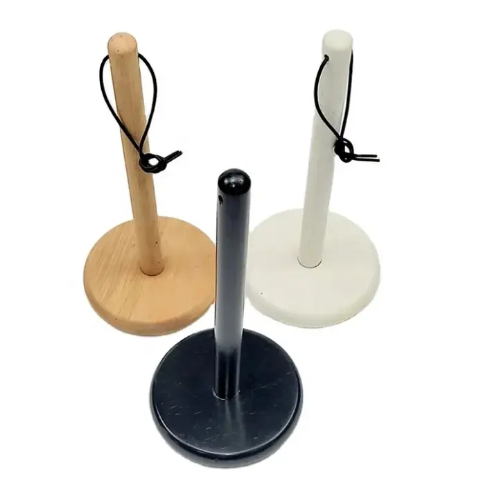 Picture of wooden  Paper Towel Holder Countertop Tissue Holder Rack wooden Kitchen Tissue Paper Towel Stand - Multicolor