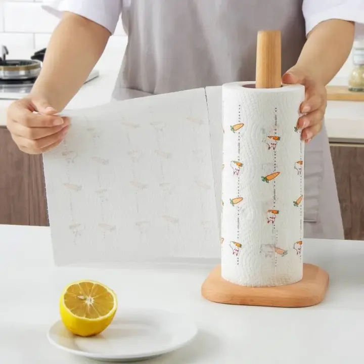 Picture of Kitchen Wooden Paper Towel Holder Vertical Shelf Simple Extended Vertical Holder ( square shape ) - Multicolor