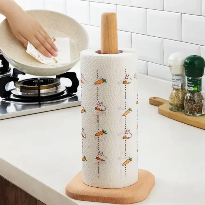 Picture of Kitchen Wooden Paper Towel Holder Vertical Shelf Simple Extended Vertical Holder ( square shape ) - Multicolor
