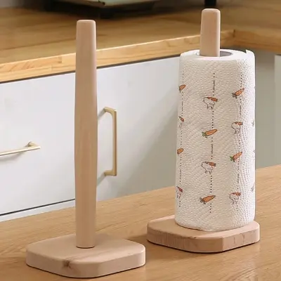 Picture of Kitchen Wooden Paper Towel Holder Vertical Shelf Simple Extended Vertical Holder ( square shape ) - Multicolor