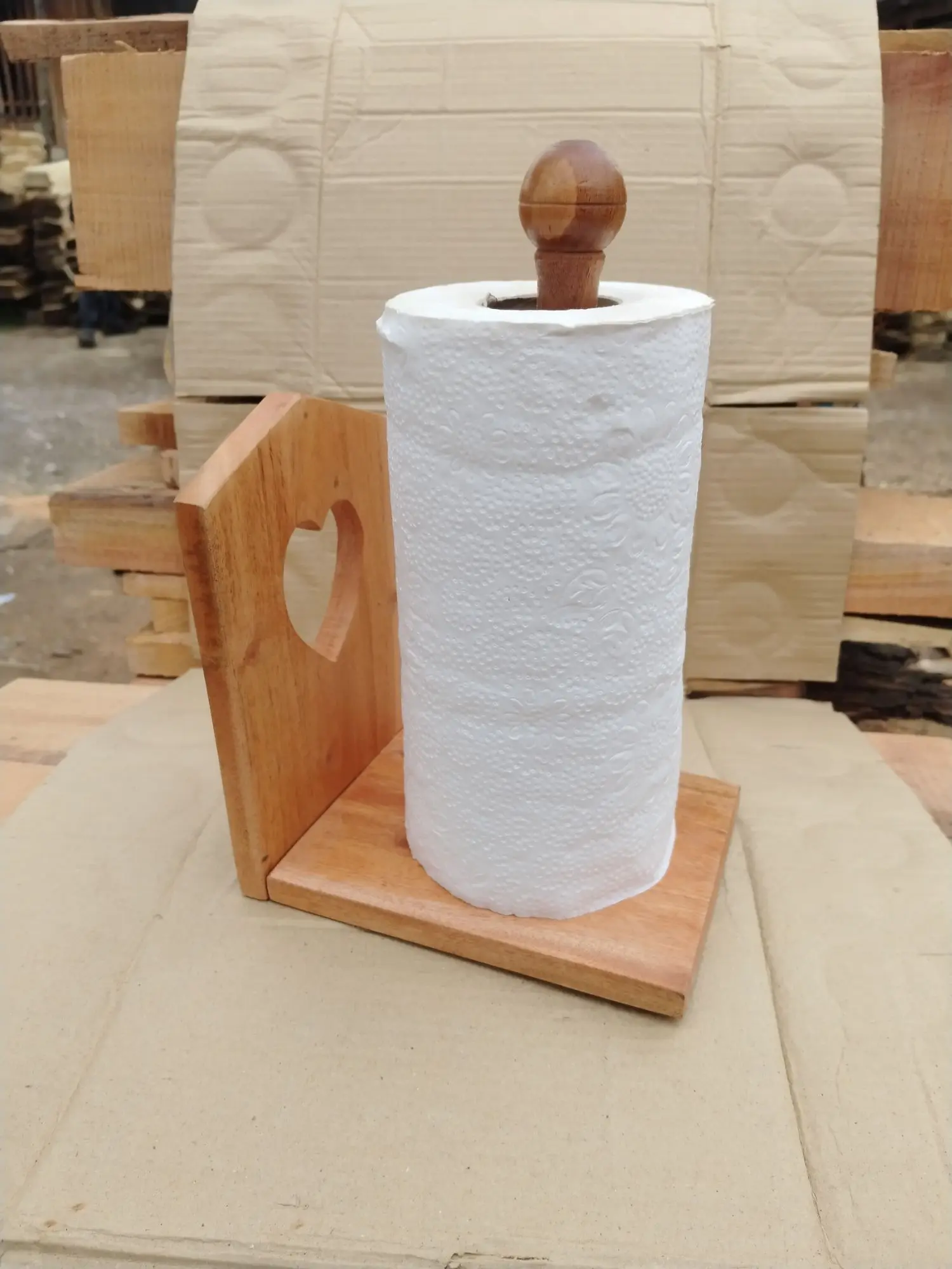 Picture of Wholesale New Design Roll Tissue Storage Rack Wall Mount 2 in 1 Roll Wood Paper Towel Holder ,napkin holder - Multicolor