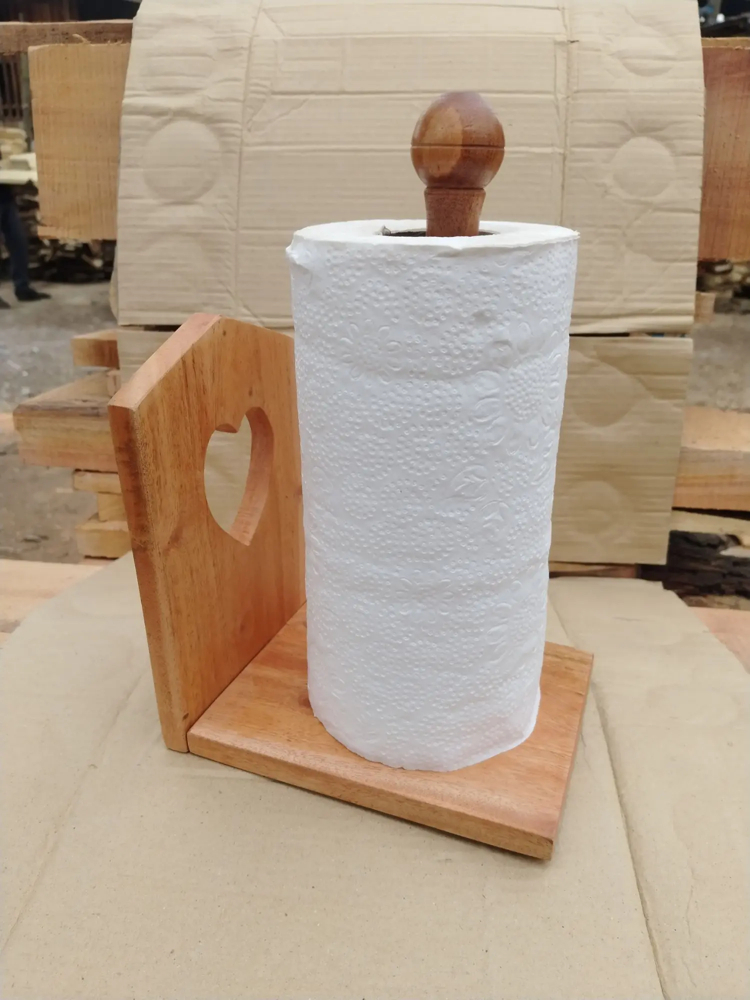 Picture of Wholesale New Design Roll Tissue Storage Rack Wall Mount 2 in 1 Roll Wood Paper Towel Holder ,napkin holder - Multicolor