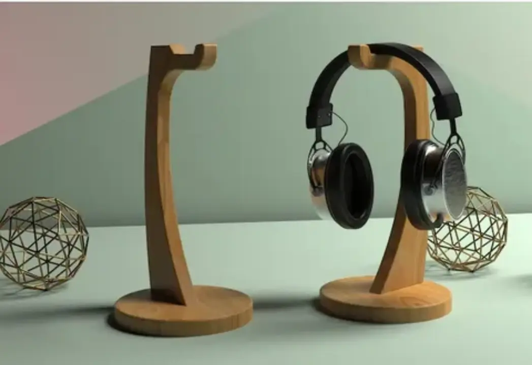 Picture of Wholesale Minimalist Luxury Modern Customised Hanger Aluminium Walnut Wooden Bamboo Headphones Holder Wood Headphone Stand 1 pcs - Multicolor