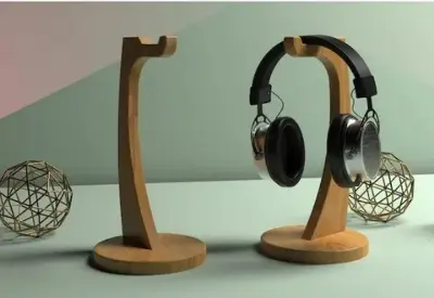 Picture of Wholesale Minimalist Luxury Modern Customised Hanger Aluminium Walnut Wooden Bamboo Headphones Holder Wood Headphone Stand 1 pcs - Multicolor