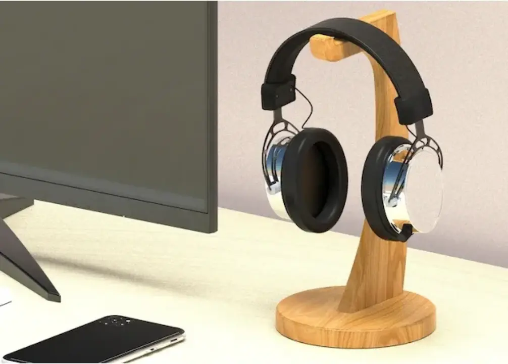 Picture of Wholesale Minimalist Luxury Modern Customised Hanger Aluminium Walnut Wooden Bamboo Headphones Holder Wood Headphone Stand 1 pcs - Multicolor