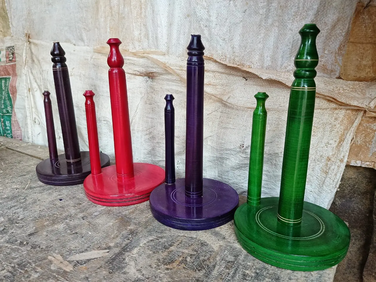 Picture of Wooden colorful Kitchen Tissue Holder napkin holder  for home (2 stick with  red color ) - Red