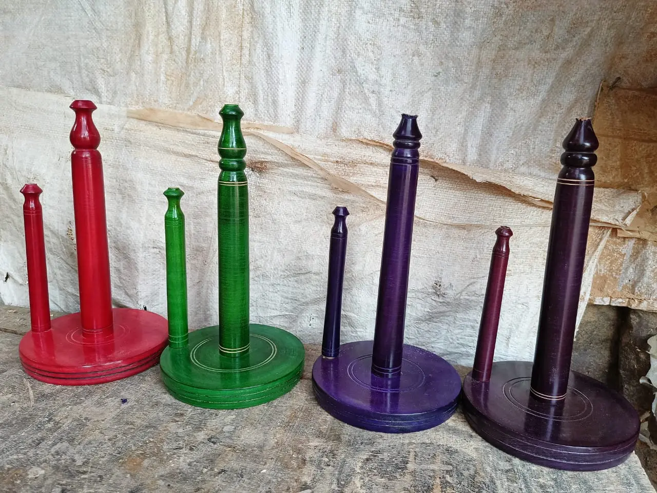 Picture of Wooden colorful Kitchen Tissue Holder napkin holder  for home (2 stick with  red color ) - Red