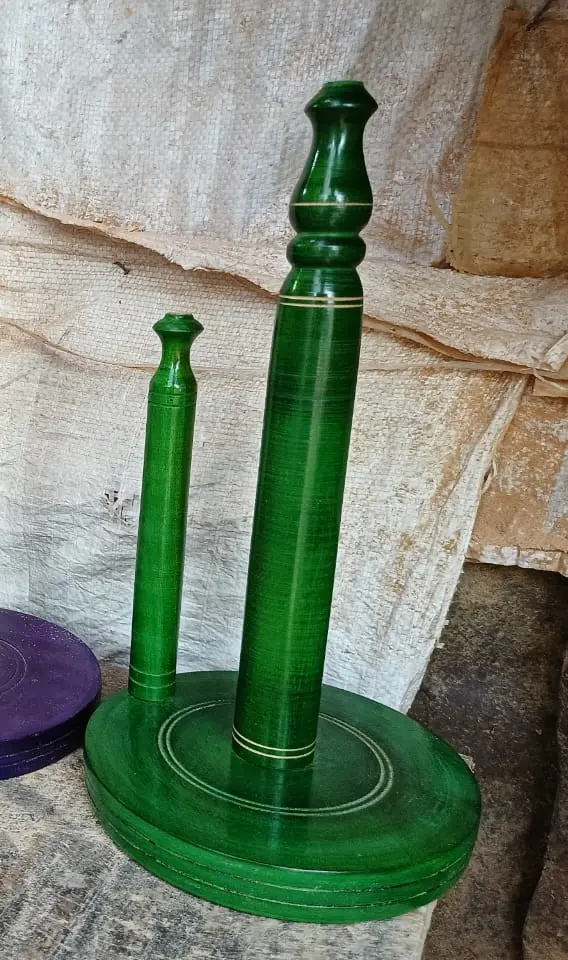 Picture of colorful Wooden Kitchen Tissue Holder for home ( 2 stick green color ) - Green