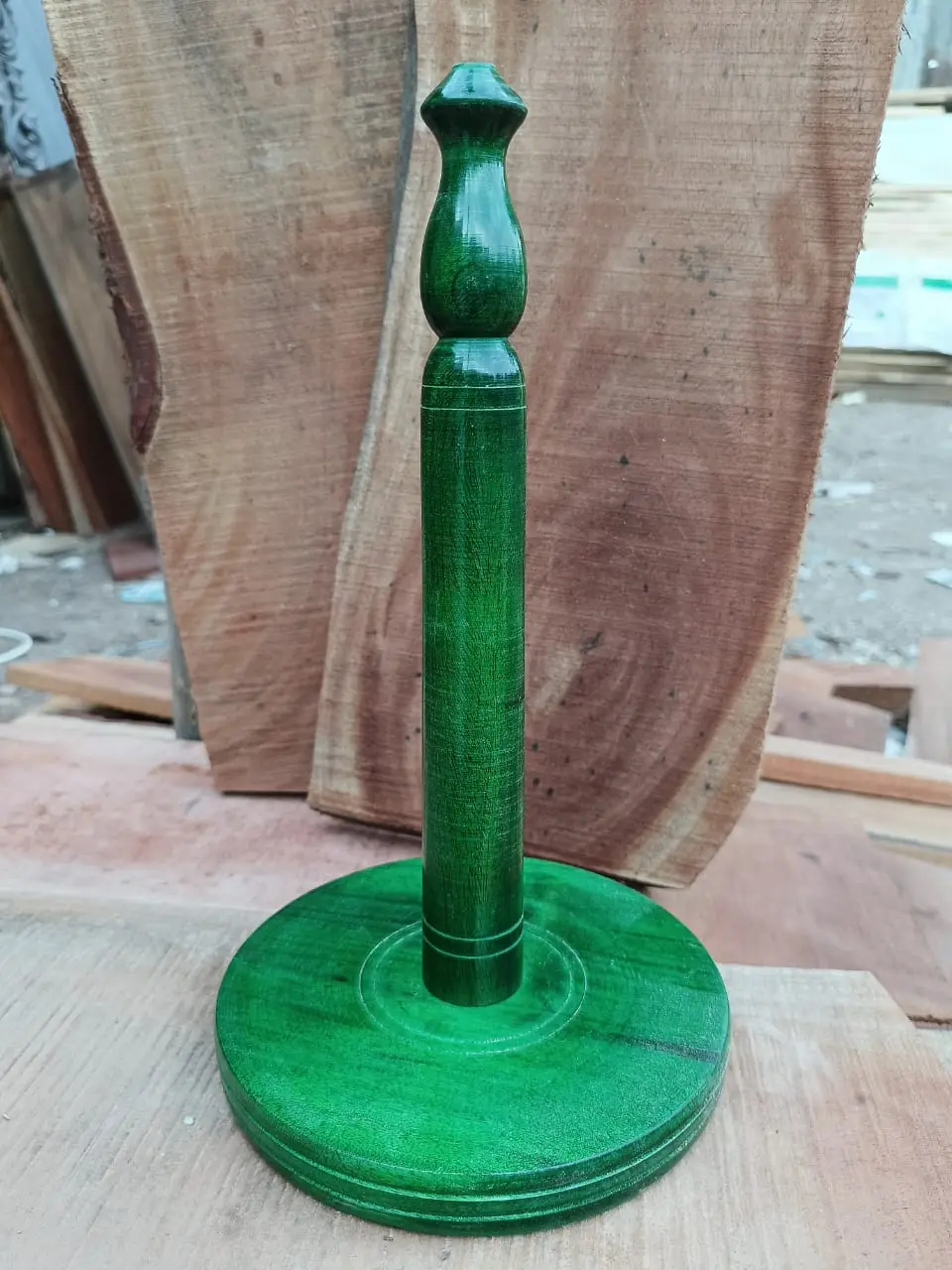 Picture of colorful Wooden Kitchen Tissue Holder for home ( 2 stick green color ) - Green