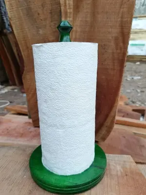 Picture of colorful Wooden Kitchen Tissue Holder for home ( 2 stick green color ) - Green
