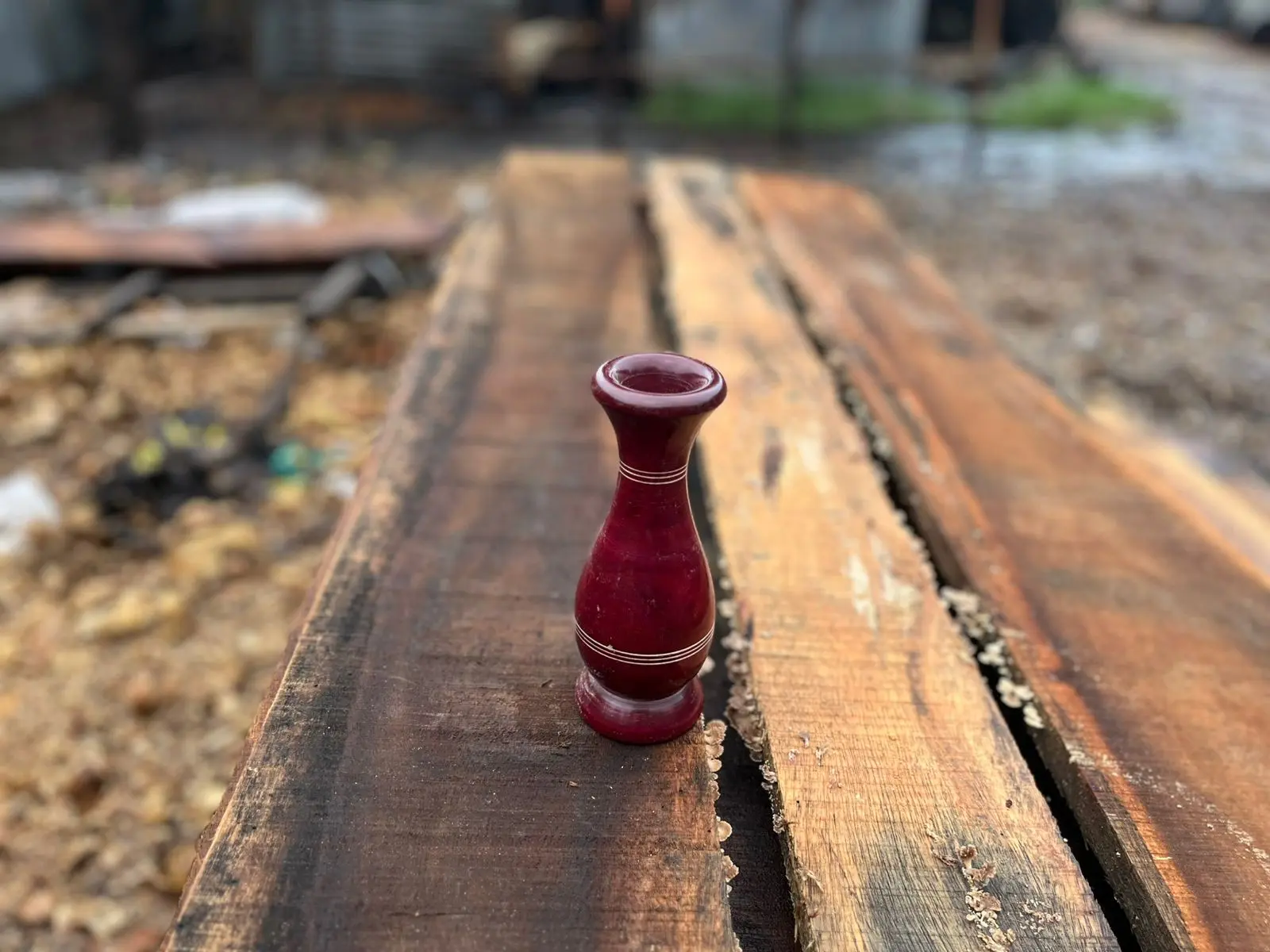 Picture of wooden colorful flower vase for restaurant office and home ( 7 inch )