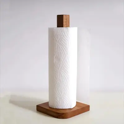 Picture of Modern Single-Tier Wood Kitchen Tissue Paper Towel Flexible Holder for Living Room Storage and Decor - Multicolor