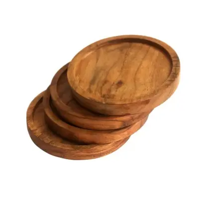 Picture of wooden glass & mug lid for coffee & tea mug & glass lid ( 4 Pieces ) - Multicolor