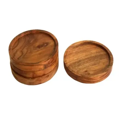 Picture of wooden glass & mug lid for coffee & tea mug & glass lid ( 4 Pieces ) - Multicolor
