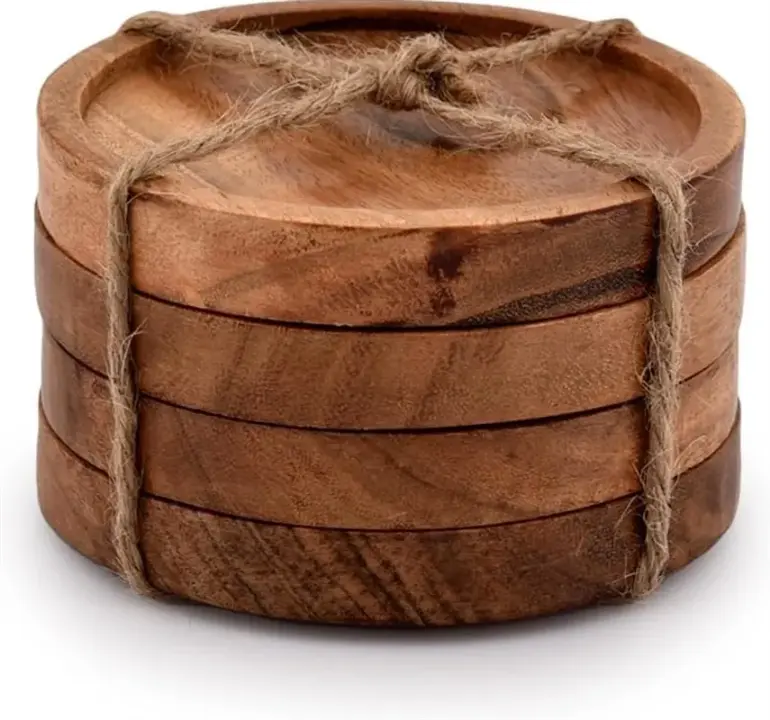 Picture of wooden glass & mug lid for coffee & tea mug & glass lid ( 4 Pieces ) - Multicolor