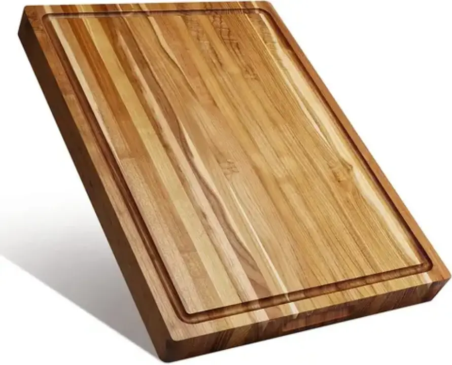 Picture of Large Maple Wood Cutting/Chopping Board with Deep Juice Grooved Thick Chopping Block Serving Board For Kitchen and Hotels Use ( 10 inch *14 inch ) - Multicolor