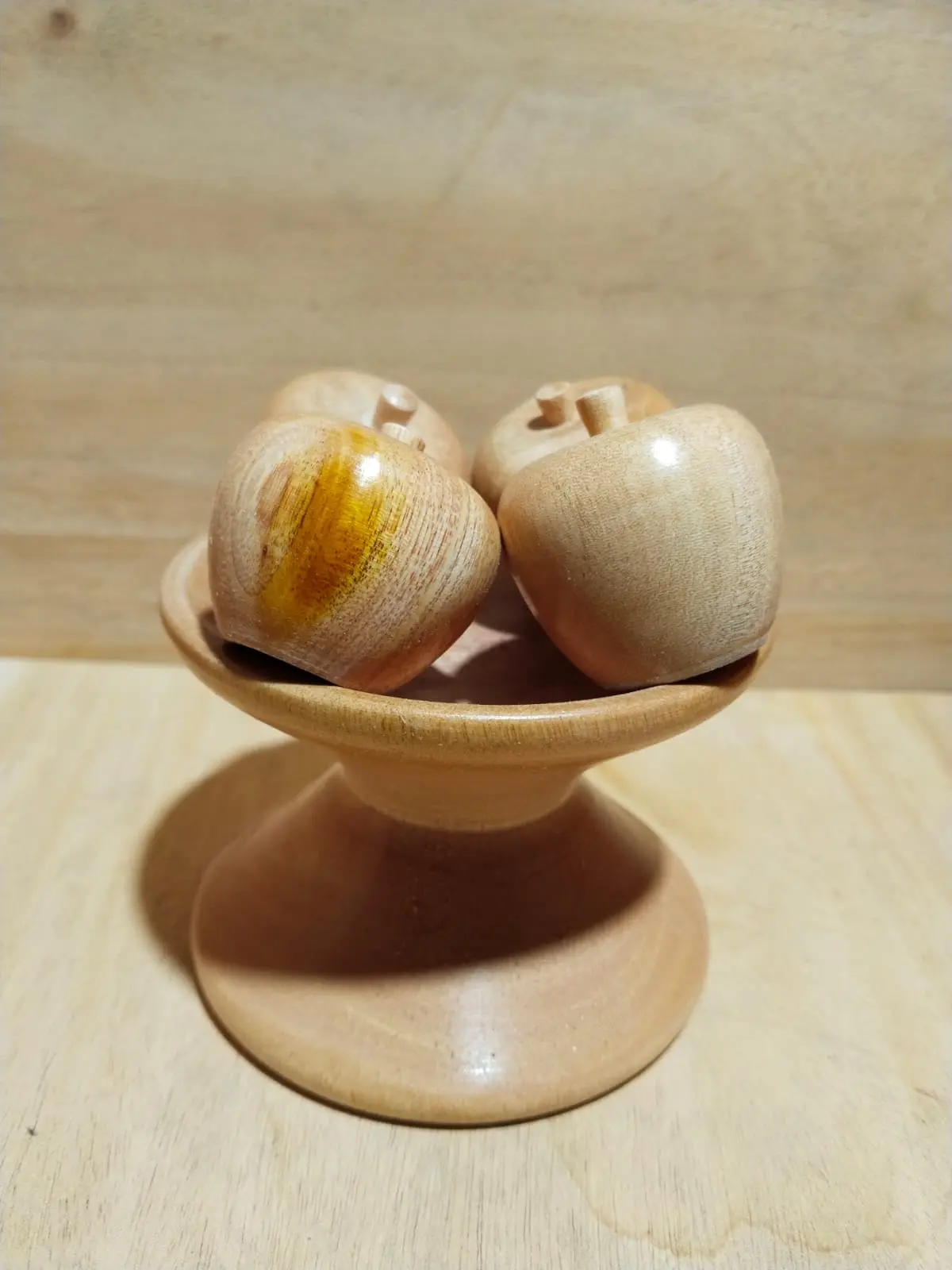 Picture of wooden toys set , Wooden Apple Toy Set 4 Pieces With Tray For Kids' Gift Toys