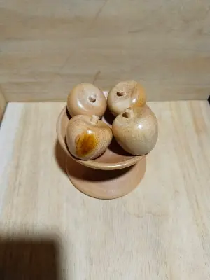 Picture of wooden toys set , Wooden Apple Toy Set 4 Pieces With Tray For Kids' Gift Toys