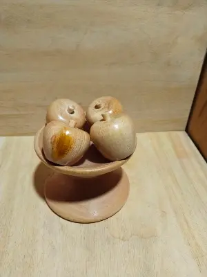 Picture of wooden toys set , Wooden Apple Toy Set 4 Pieces With Tray For Kids' Gift Toys