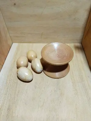 Picture of Wooden baby toys set  , wooden small  egg set - Showpiece ( 4 pieces egg with stand ) - Multicolor