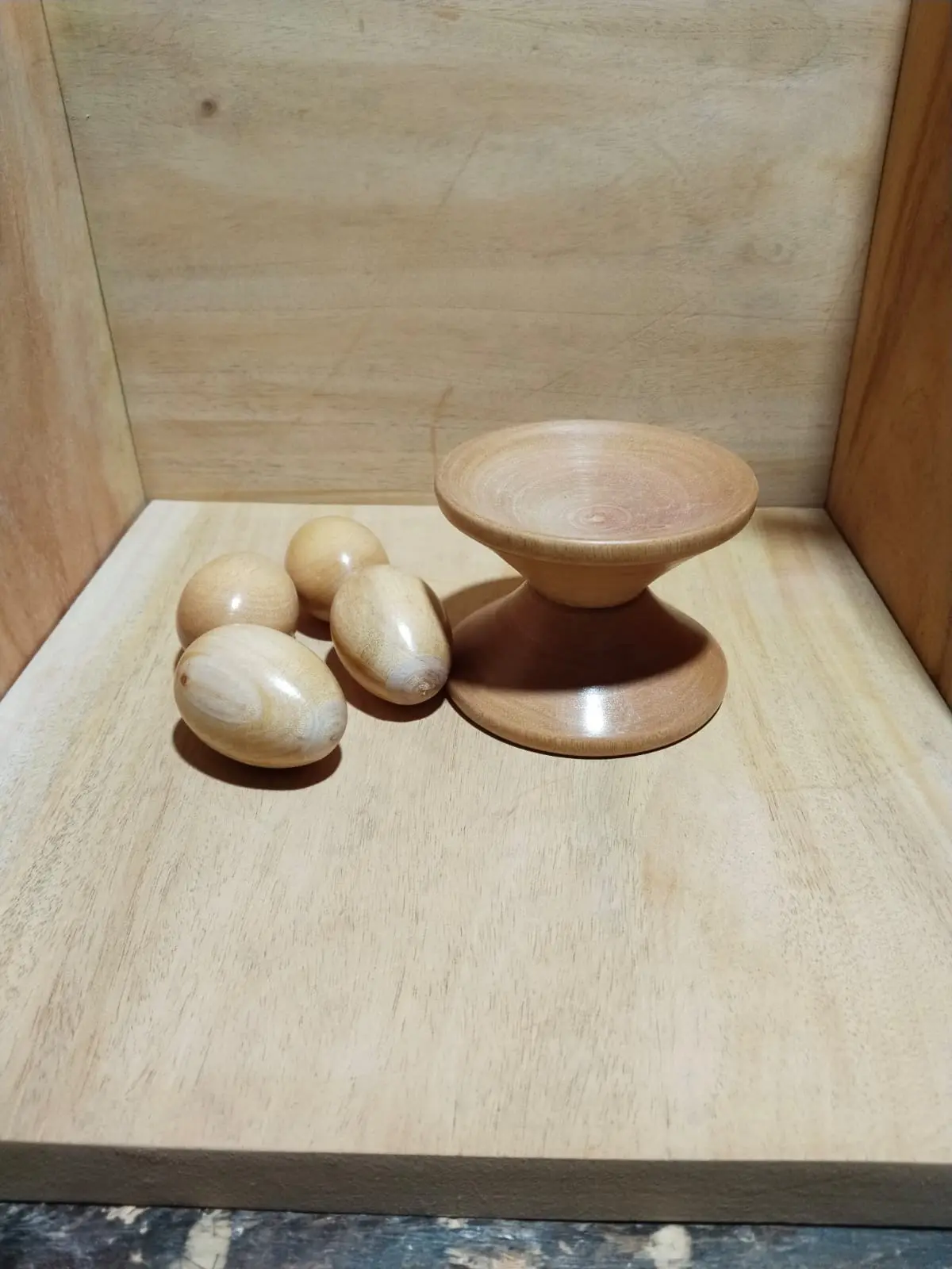 Picture of Wooden baby toys set  , wooden small  egg set - Showpiece ( 4 pieces egg with stand ) - Multicolor