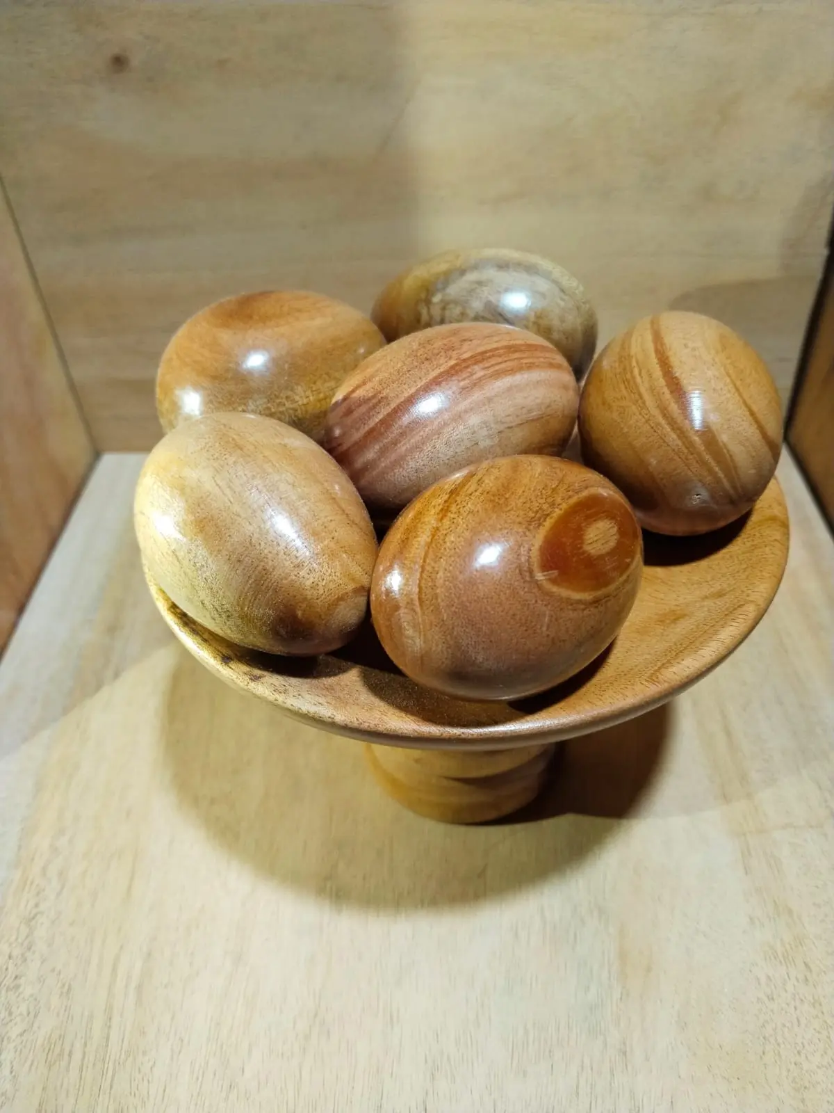 Picture of Wooden Premium Quality baby toys egg set  big size  ( 6 pieces with stand ) - Showpiece - Multicolor