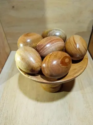 Picture of Wooden Premium Quality baby toys egg set  big size  ( 6 pieces with stand ) - Showpiece - Multicolor