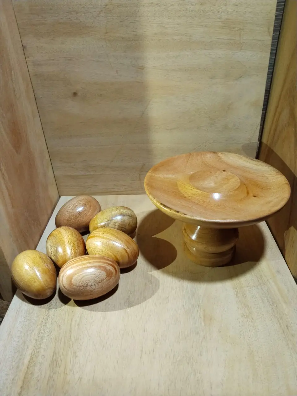 Picture of Wooden Premium Quality baby toys egg set  big size  ( 6 pieces with stand ) - Showpiece - Multicolor