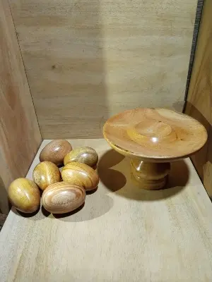 Picture of Wooden Premium Quality baby toys egg set  big size  ( 6 pieces with stand ) - Showpiece - Multicolor