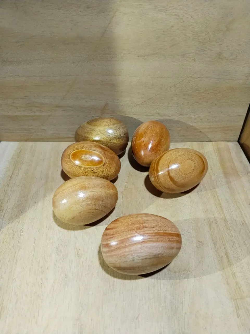 Picture of Wooden Premium Quality baby toys egg set  big size  ( 6 pieces with stand ) - Showpiece - Multicolor