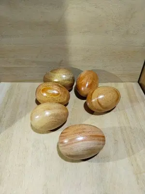 Picture of Wooden Premium Quality baby toys egg set  big size  ( 6 pieces with stand ) - Showpiece - Multicolor